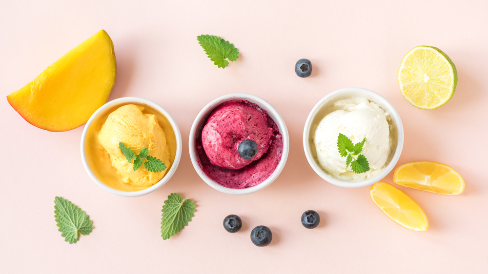 Assortment of fruit sorbets