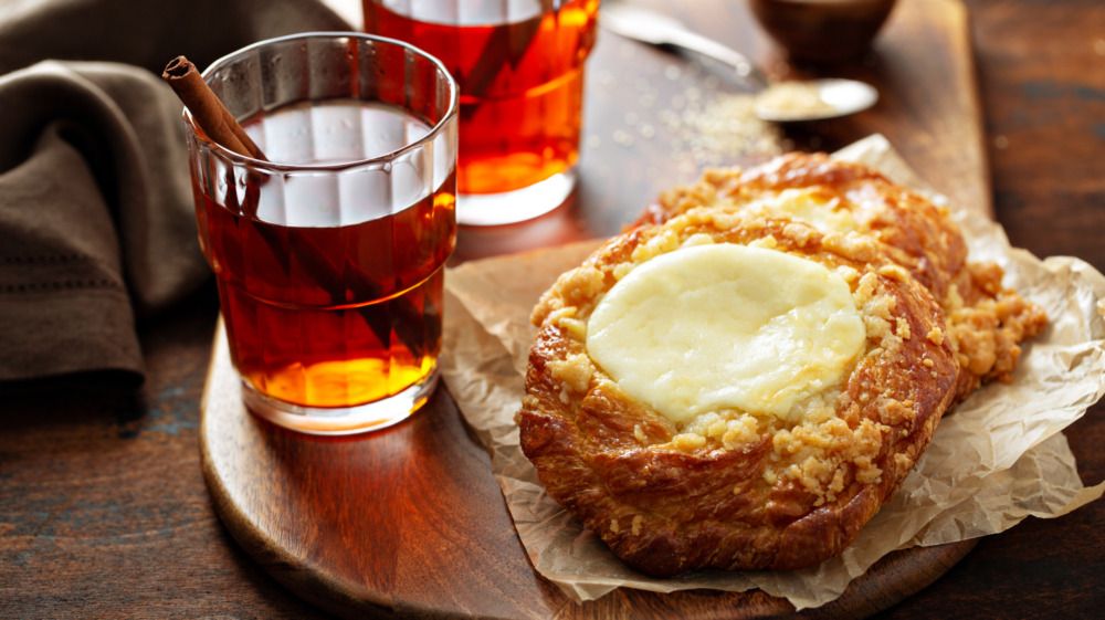 Danish and drink on table