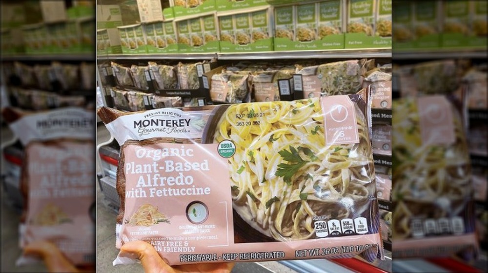 Bag of Costco vegan alfredo pasta