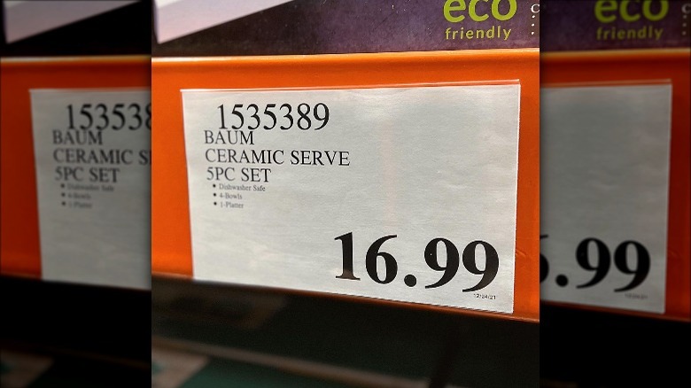 price tag for Costco Baum Ceramic Serve Set