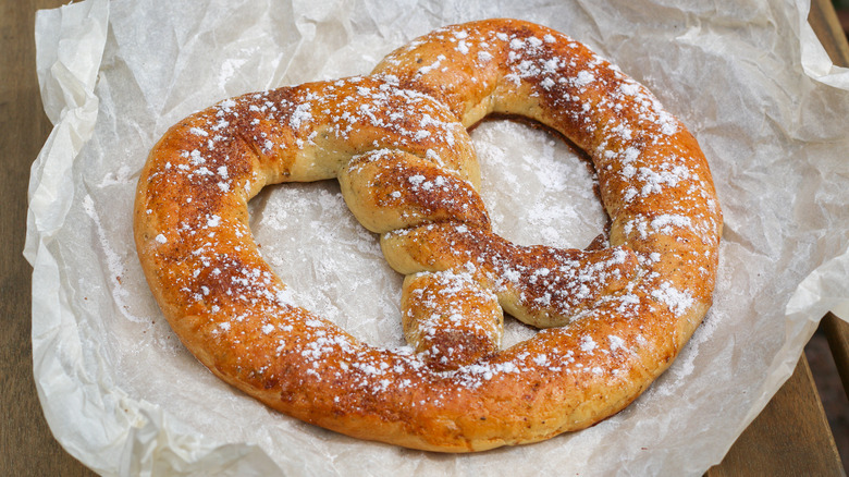 cinnamon sugar coated pretzel