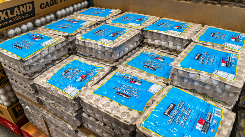 Cartons of Kirkland Signature cage-free eggs