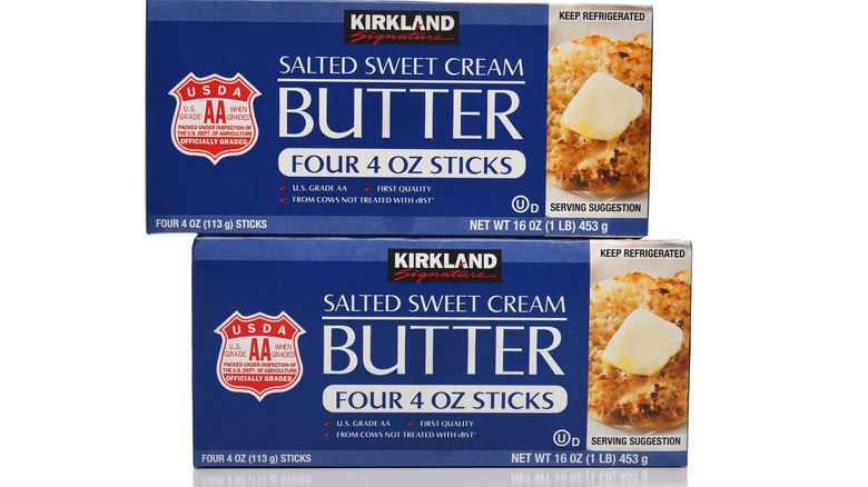 Packages of Kirkland Signature salted butter