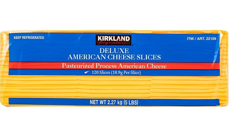 Package of Kirkland Signature Deluxe American Cheese Slices