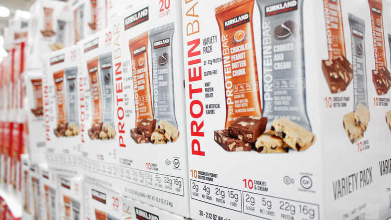 Cases of Kirkland Signature protein bars