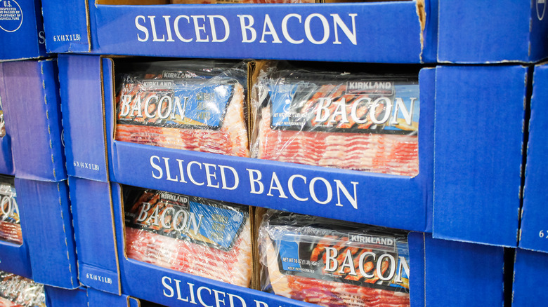 Packages of Kirkland Signature bacon strips