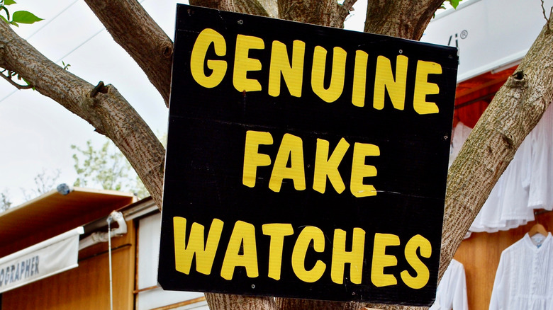 Sign advertising genuine fake watches