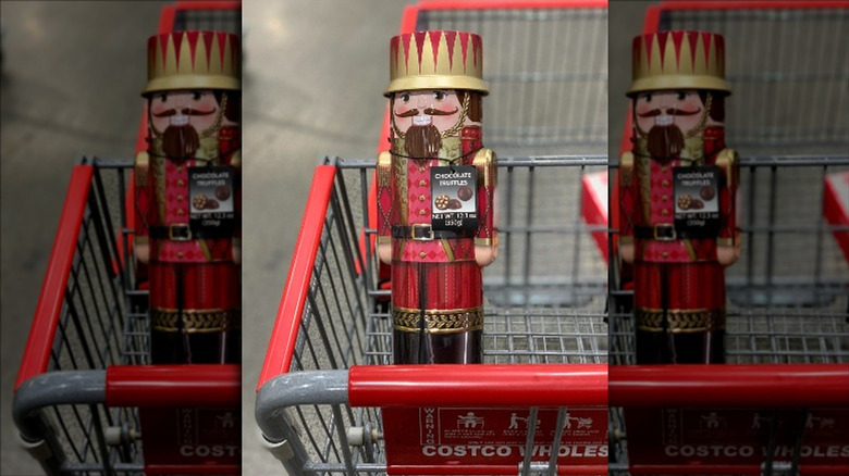 Costco nutcracker in shopping cart