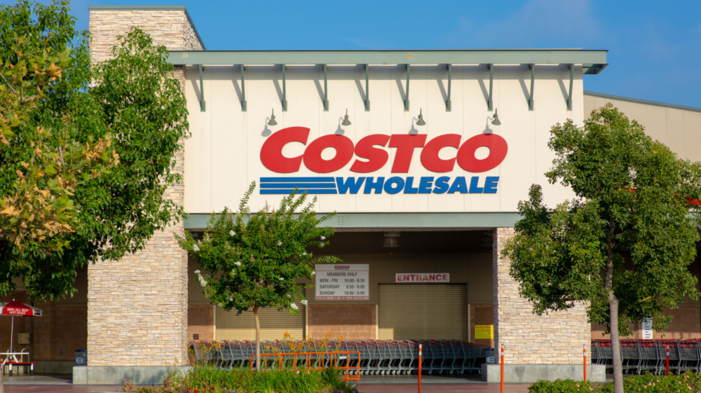 Costco storefront with trees