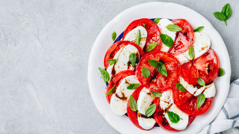 Colorful caprese salad on a plate