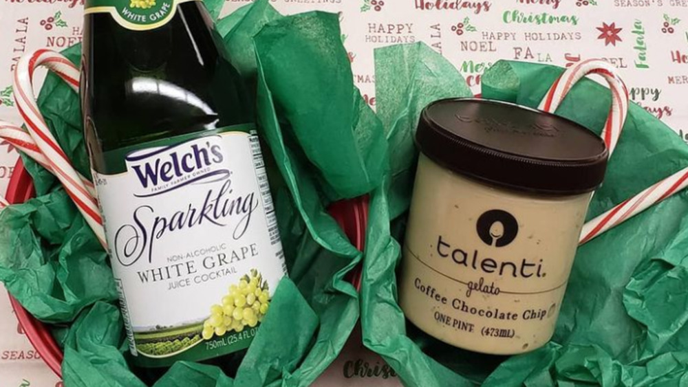 Talenti gelato next to Welch's sparkling juice