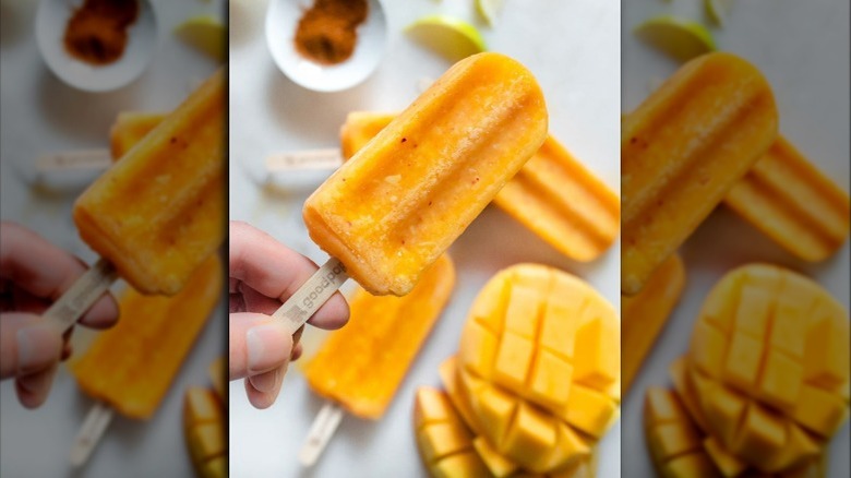 Unwrapped chile mango popsicle