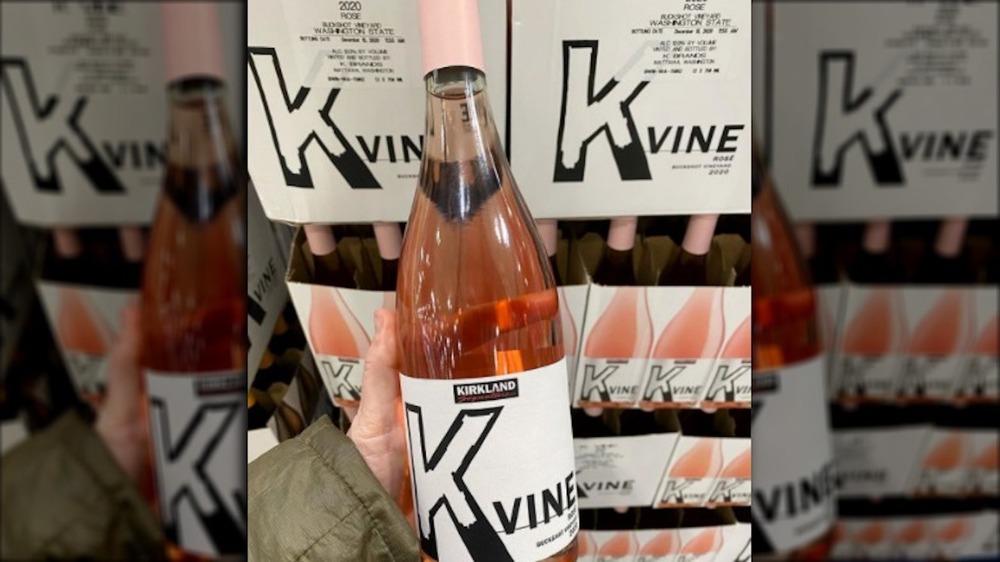 Bottle of Costco K Vine Kirkland Signature wine