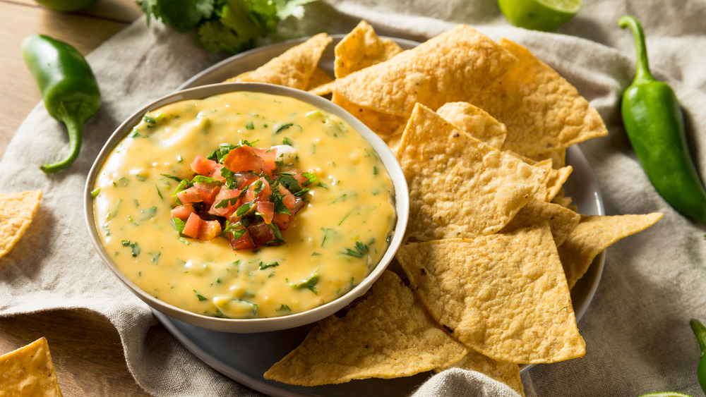 Queso with chili peppers