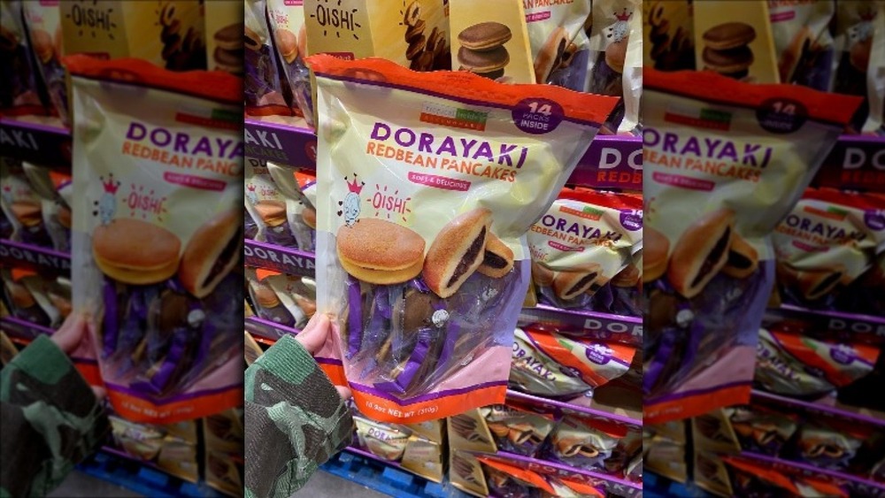 Hand holding new Costco Dorayaki pancakes