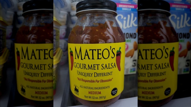 A jar of  Mateo's Medium Gourmet Salsa