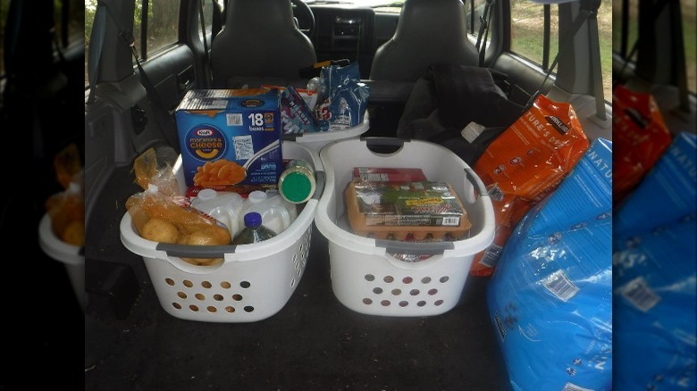 Baskets filled with groceries