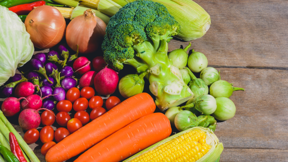 Fresh assorted produce on counter