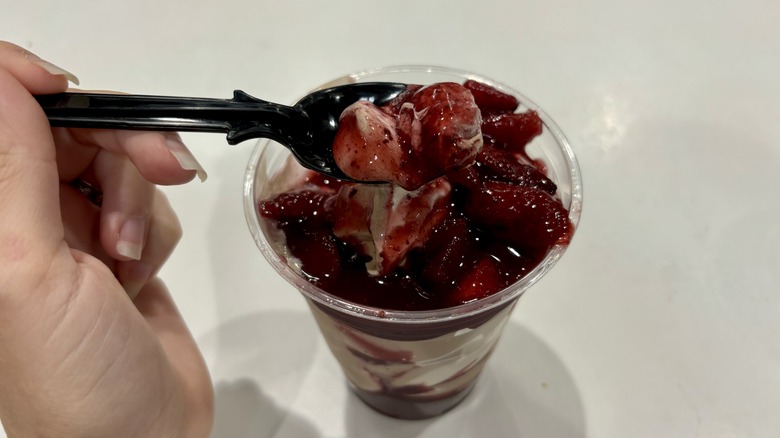 soft serve with strawberry topping