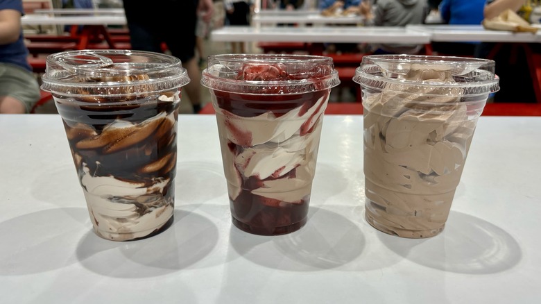 three cups of frozen yogurt