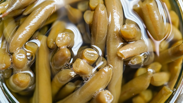 canned green beans up close