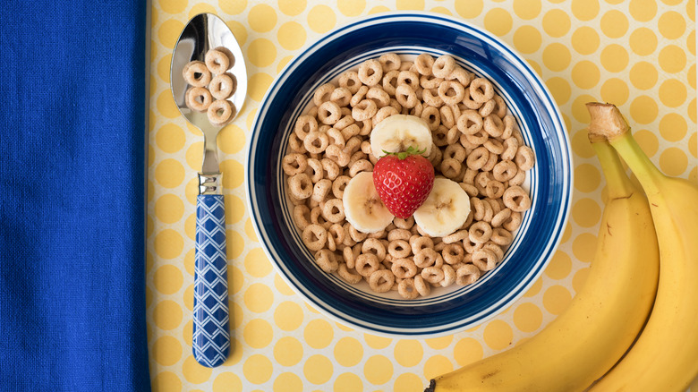 bowl of cheerios with spoon