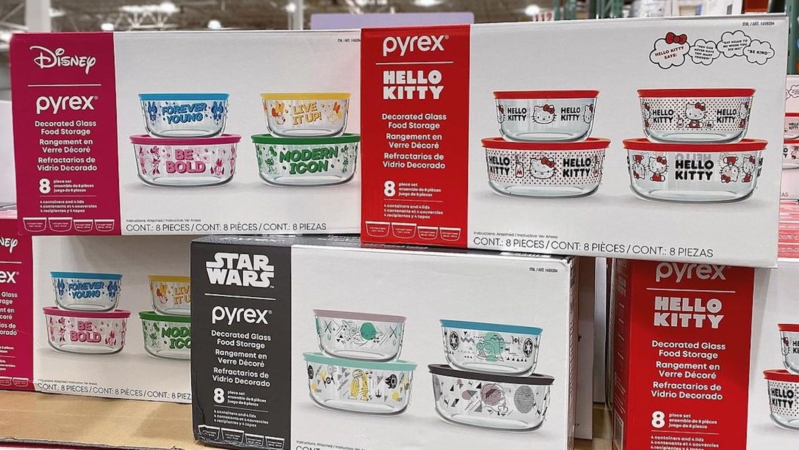 Pyrex Disney Star Wars Christmas 8 Piece Glass Storage Set NEW