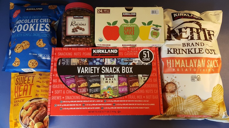 Variety of Costco brand snacks