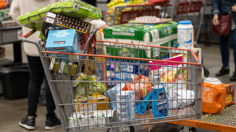 Full shopping cart at Costco