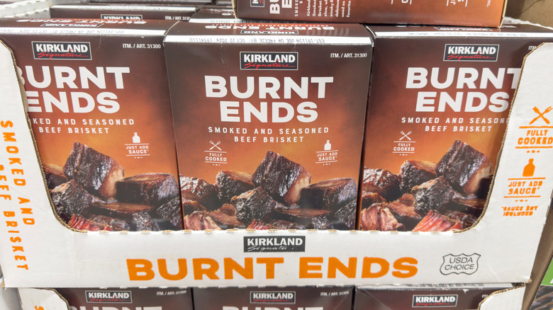 Boxes of Kirkland Signature brisket burnt ends