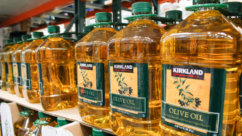 Bottles of Kirkland Signature olive oil