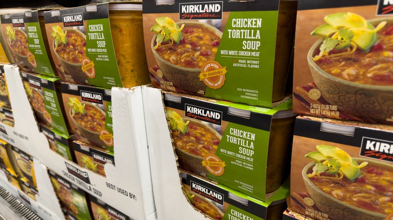 chicken tortilla soup on shelves