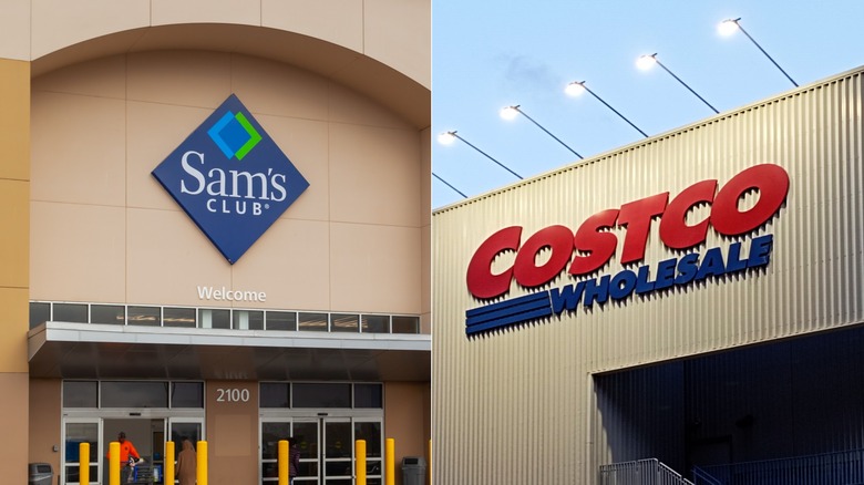 Costco and Sam's Club storefronts