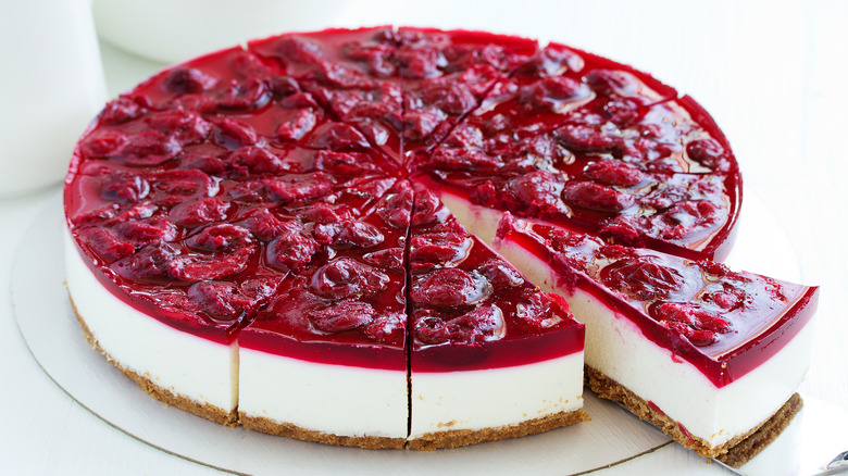 cherry topped cheesecake slices