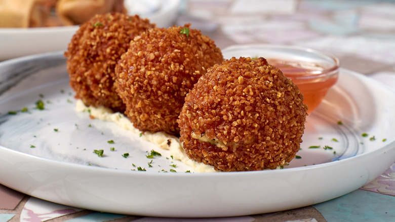 A plate of risotto bites