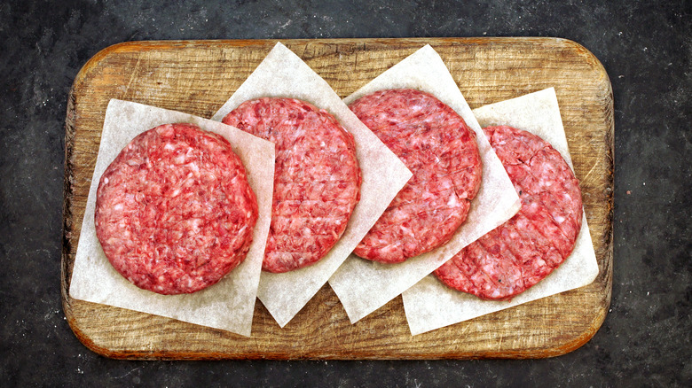 burger patties on wax paper