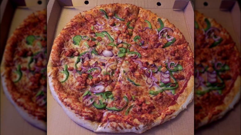 A BBQ chicken pizza from Costco