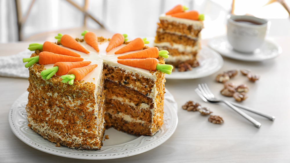 carrot cake on white plate