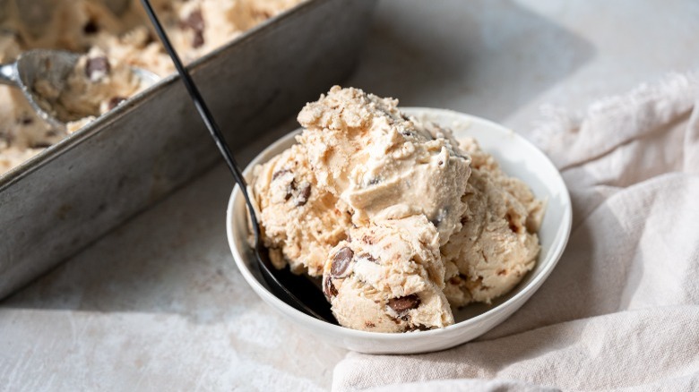 chocolate chip ice cream in bowl