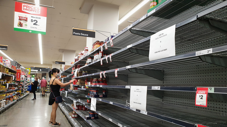 Empty supermarket shelves