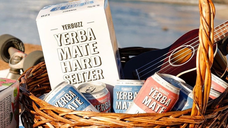 A selection of Yerbuzz yerba mate hard seltzers