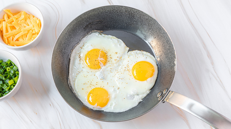 frying eggs