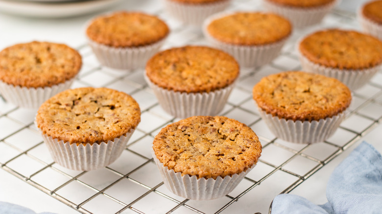 Pecan pie muffins on wire cooling rack