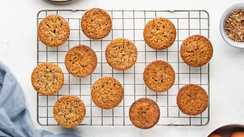 Pecan pie muffins on wire rack