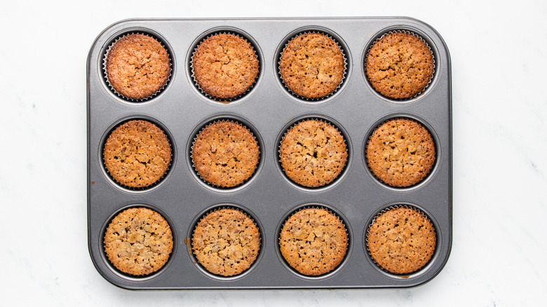 Pecan pie muffins in muffin pan