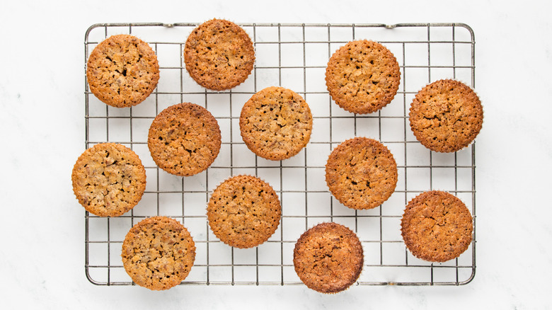 Pecan pie muffins on wire cooling rack