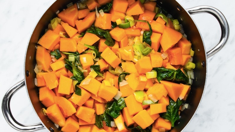 butternut squash in pot