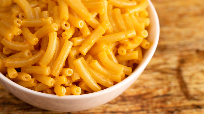 boxed mac and cheese in a bowl