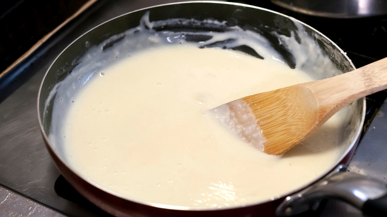 creamy pan sauce with a spatula