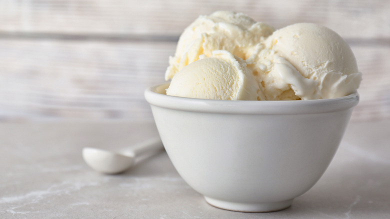 bowl of vanilla ice cream